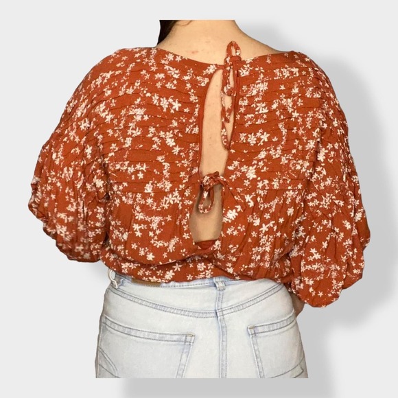 Free People Dessa one piece pin tuck‎ top in rust size S - Picture 1 of 9